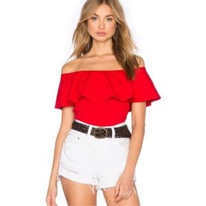 Size S Red J Crew Off-the-shoulder Bodysuit